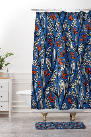 Alisa Galitsyna Midnight Florals 2 Shower Curtain And Mat
