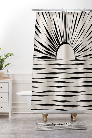 Alisa Galitsyna Minimal Sunrise Sunset Shower Curtain And Mat