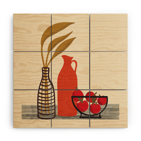 Alisa Galitsyna Modern Still Life with Red App Wood Wall Mural