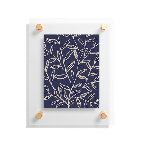 Alisa Galitsyna Navy Blue Patterned Leaves Floating Acrylic Print