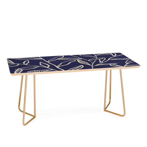 Alisa Galitsyna Navy Blue Patterned Leaves Coffee Table