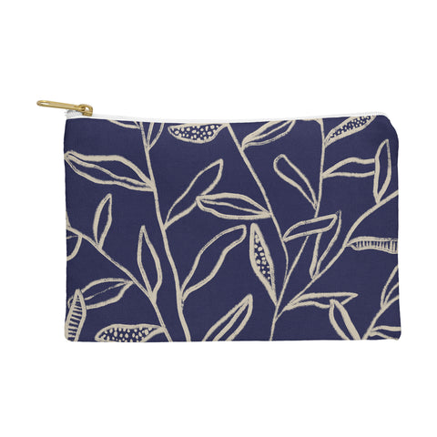 Alisa Galitsyna Navy Blue Patterned Leaves Pouch