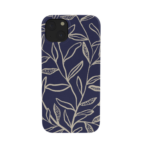 Alisa Galitsyna Navy Blue Patterned Leaves Phone Case