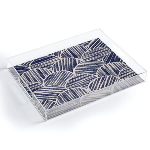 Alisa Galitsyna Navy Blue Striped Pattern 2 Acrylic Tray
