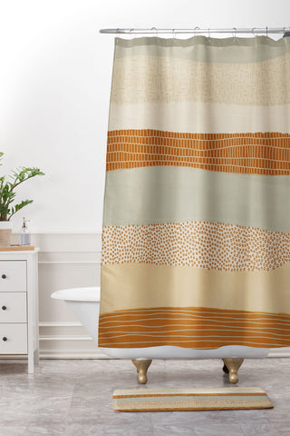 Alisa Galitsyna Neutral Abstract Pattern 5 Shower Curtain And Mat