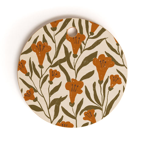 Alisa Galitsyna Orange Bellflowers Cutting Board Round