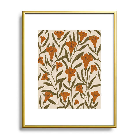 Alisa Galitsyna Orange Bellflowers Metal Framed Art Print