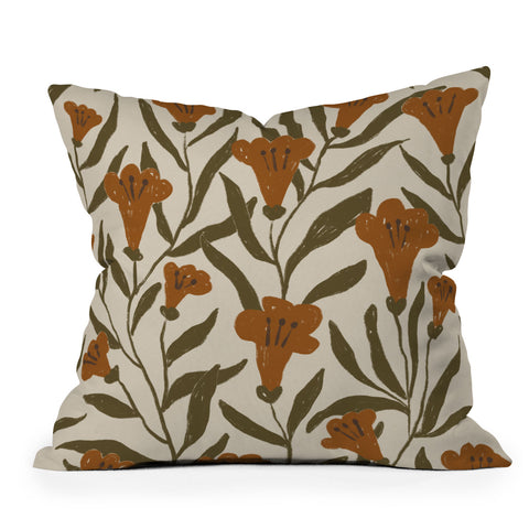 Alisa Galitsyna Orange Bellflowers Throw Pillow