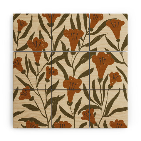 Alisa Galitsyna Orange Bellflowers Wood Wall Mural