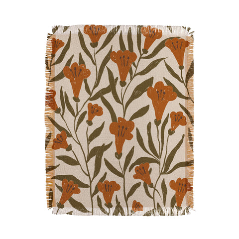 Alisa Galitsyna Orange Bellflowers Throw Blanket