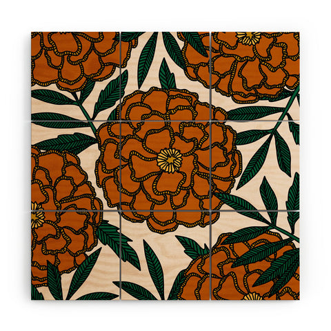 Alisa Galitsyna Orange Marigolds Wood Wall Mural