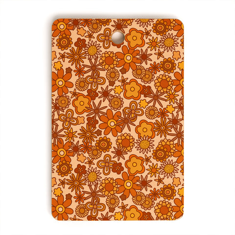 Alisa Galitsyna Orange Retro Bloom Cutting Board Rectangle