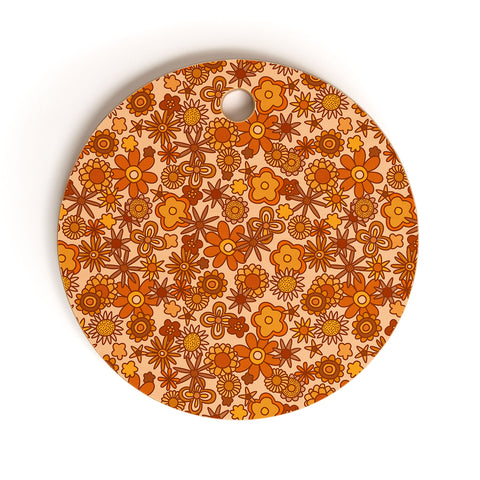 Alisa Galitsyna Orange Retro Bloom Cutting Board Round
