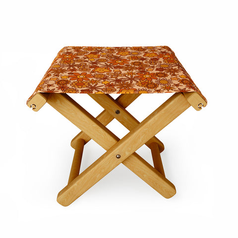 Alisa Galitsyna Orange Retro Bloom Folding Stool