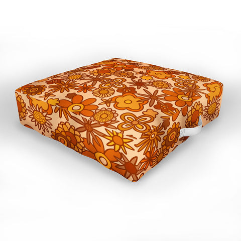 Alisa Galitsyna Orange Retro Bloom Outdoor Floor Cushion