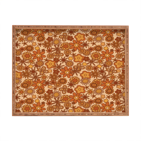 Alisa Galitsyna Orange Retro Bloom Rectangular Tray