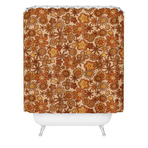 Alisa Galitsyna Orange Retro Bloom Shower Curtain