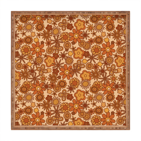 Alisa Galitsyna Orange Retro Bloom Square Tray