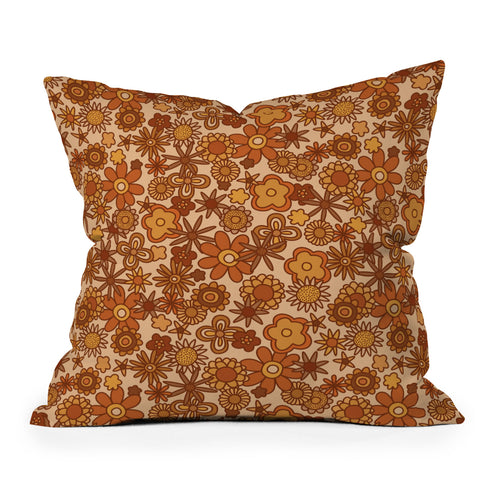 Alisa Galitsyna Orange Retro Bloom Throw Pillow