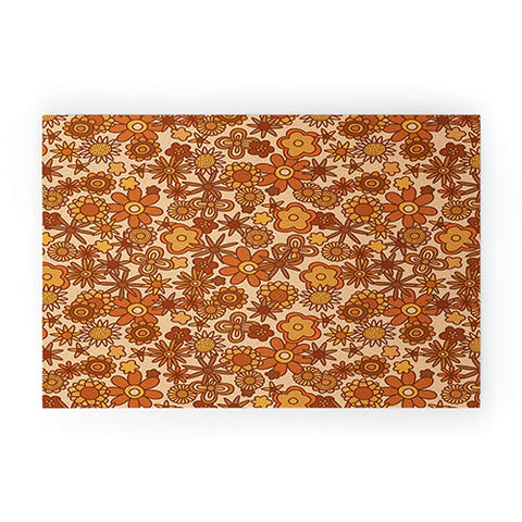 Alisa Galitsyna Orange Retro Bloom Welcome Mat