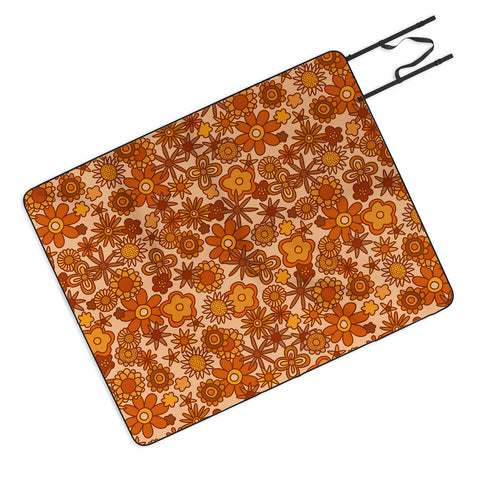 Alisa Galitsyna Orange Retro Bloom Picnic Blanket