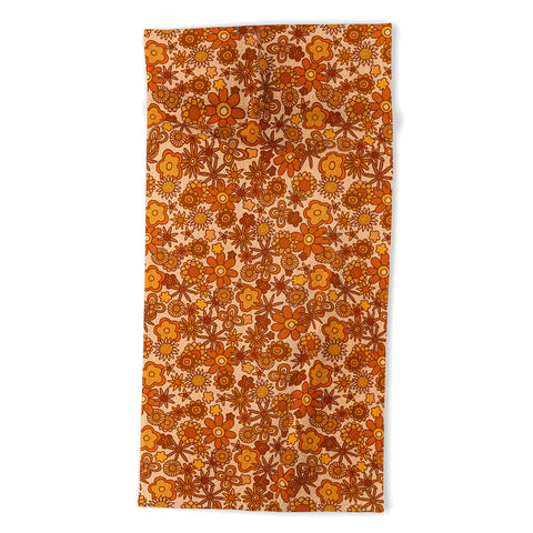 Alisa Galitsyna Orange Retro Bloom Beach Towel