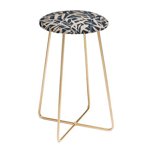 Alisa Galitsyna Organic Pattern Blue and Beige Counter Stool