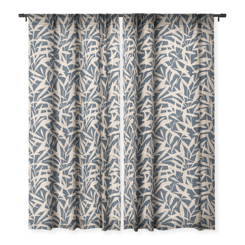 Alisa Galitsyna Organic Pattern Blue and Beige Sheer Window Curtain