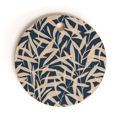 Alisa Galitsyna Organic Pattern Blue and Beige Cutting Board Round