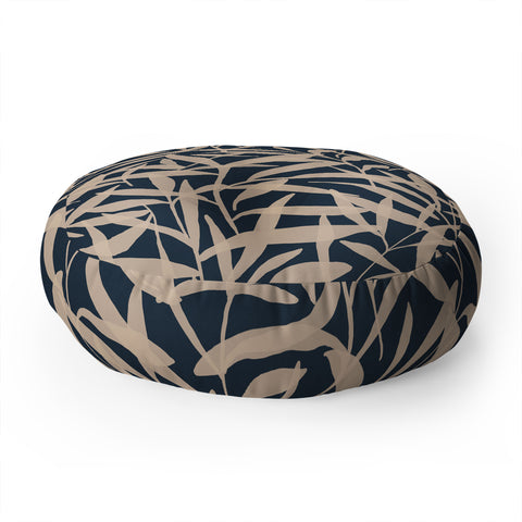 Alisa Galitsyna Organic Pattern Blue and Beige Floor Pillow Round