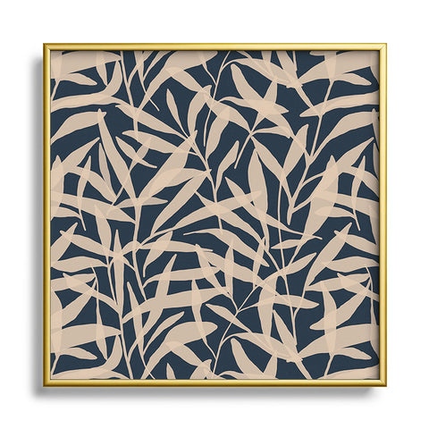 Alisa Galitsyna Organic Pattern Blue and Beige Metal Square Framed Art Print