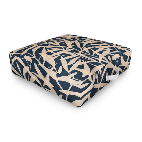 Alisa Galitsyna Organic Pattern Blue and Beige Outdoor Floor Cushion