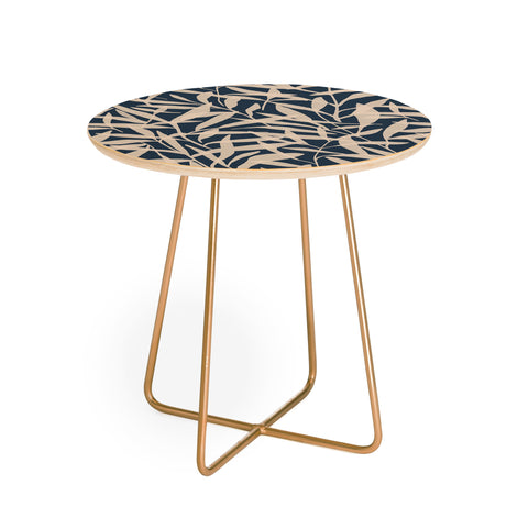 Alisa Galitsyna Organic Pattern Blue and Beige Round Side Table