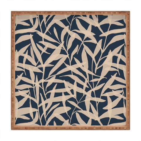 Alisa Galitsyna Organic Pattern Blue and Beige Square Tray