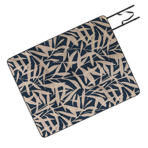Alisa Galitsyna Organic Pattern Blue and Beige Picnic Blanket