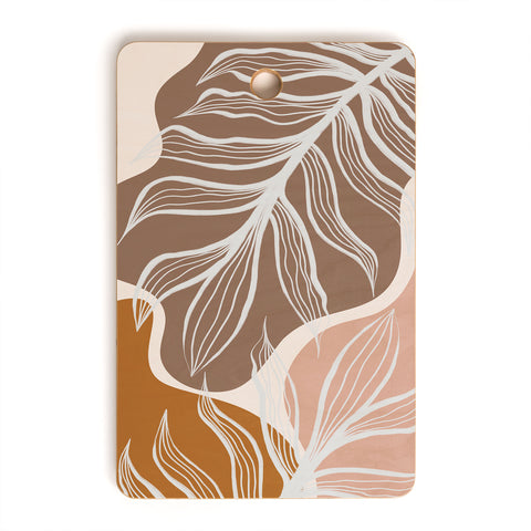 Alisa Galitsyna Organic Shapes Palm Leaves Cutting Board Rectangle