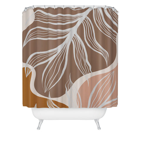 Alisa Galitsyna Organic Shapes Palm Leaves Shower Curtain