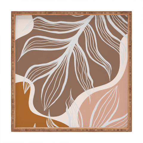 Alisa Galitsyna Organic Shapes Palm Leaves Square Tray