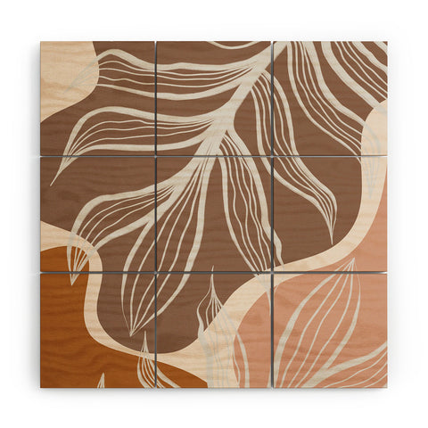 Alisa Galitsyna Organic Shapes Palm Leaves Wood Wall Mural