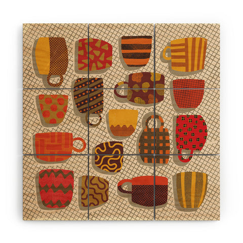 Alisa Galitsyna Patterned Cups and Glasses Wood Wall Mural