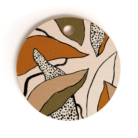 Alisa Galitsyna Patterned Tropical Leaves Cutting Board Round