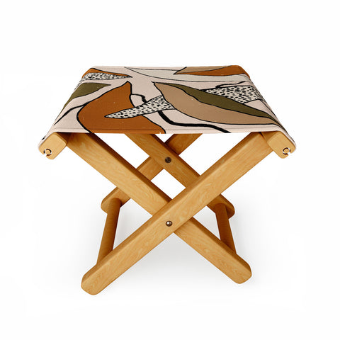 Alisa Galitsyna Patterned Tropical Leaves Folding Stool
