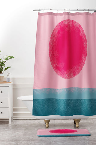 Alisa Galitsyna Pink Sun Shower Curtain And Mat