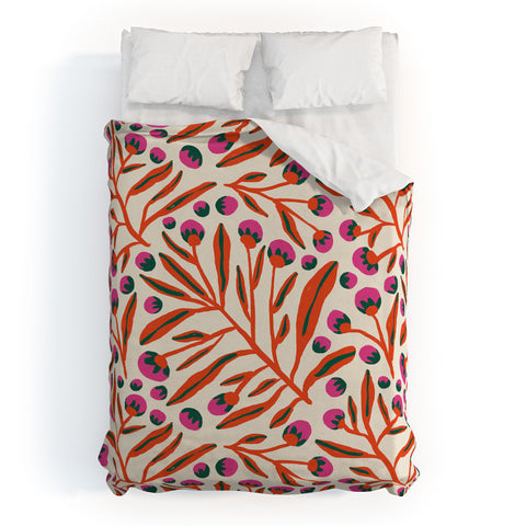 Alisa Galitsyna Red and Pink Berries Duvet Cover