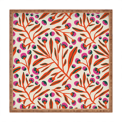 Alisa Galitsyna Red and Pink Berries Square Tray