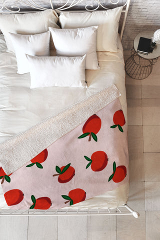 Alisa Galitsyna Red Apples Fleece Throw Blanket