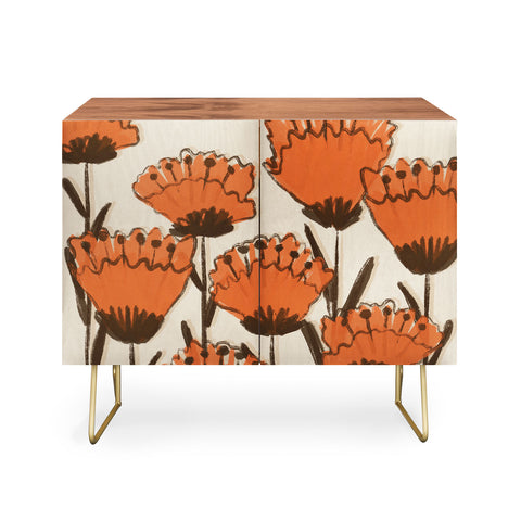 Alisa Galitsyna Red Hand Drawn Poppies Credenza