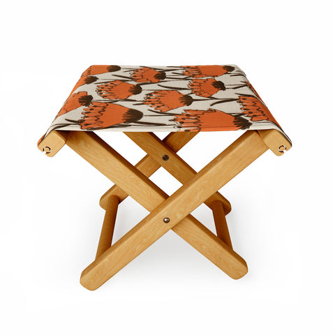 Alisa Galitsyna Red Hand Drawn Poppies Folding Stool