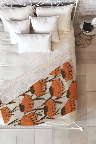 Alisa Galitsyna Red Hand Drawn Poppies Fleece Throw Blanket