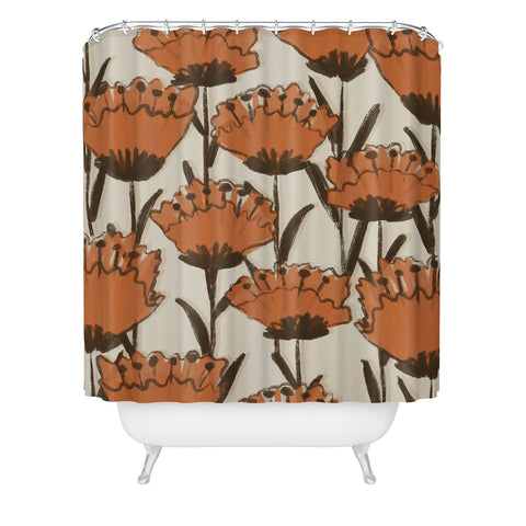 Alisa Galitsyna Red Hand Drawn Poppies Shower Curtain